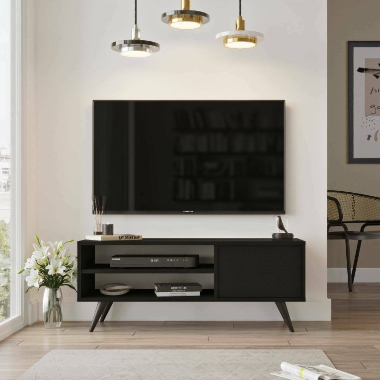 Porta TV nero 110x40x44h cm in legno - HuLanqi
