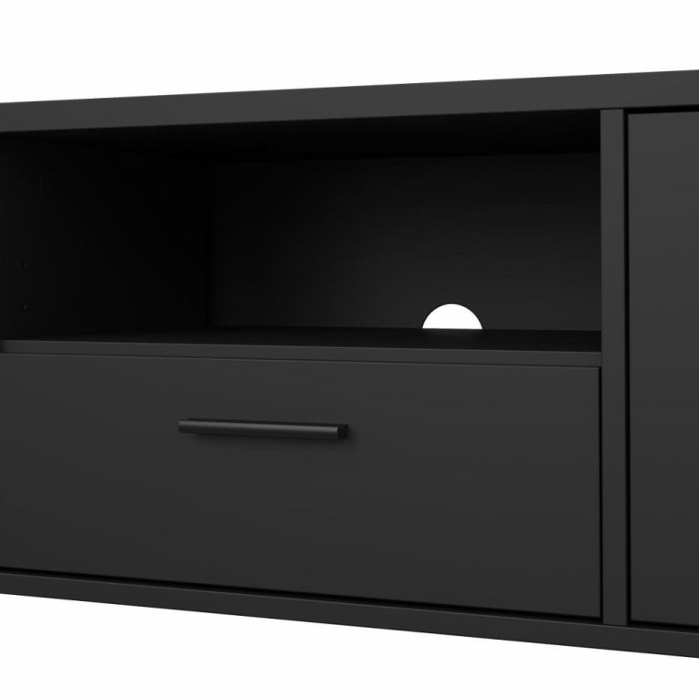 Porta TV nero 147x39x38h cm 2 ante e 1 cassetto - Charo