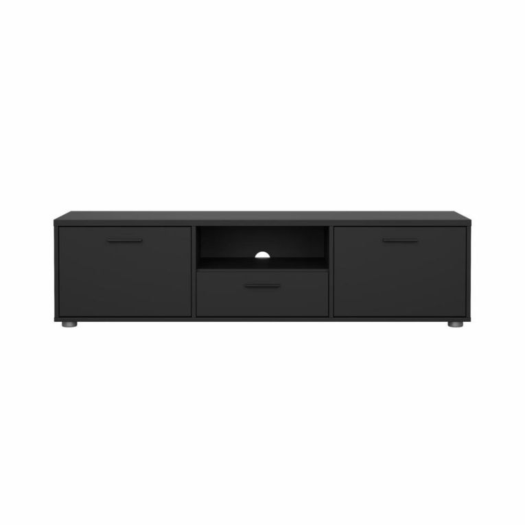 Porta TV nero 147x39x38h cm 2 ante e 1 cassetto - Charo