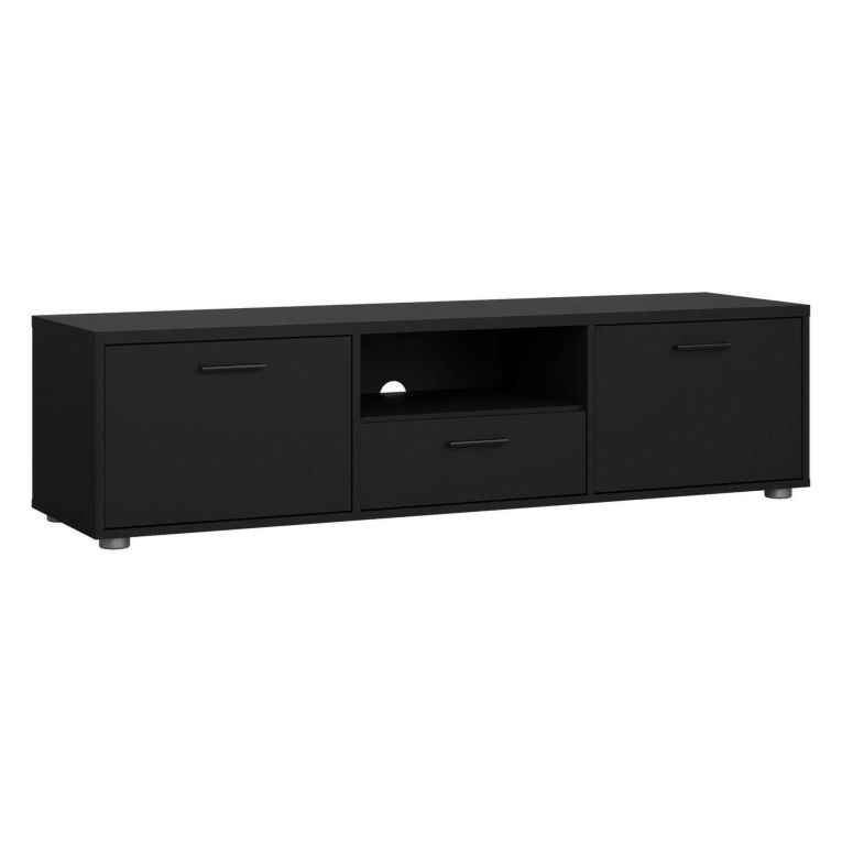 Porta TV nero 147x39x38h cm 2 ante e 1 cassetto - Charo