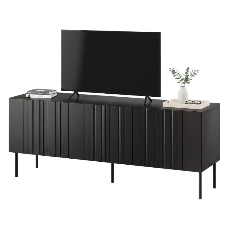 Porta TV nero 150x42x60h cm 3 ante - Frassino