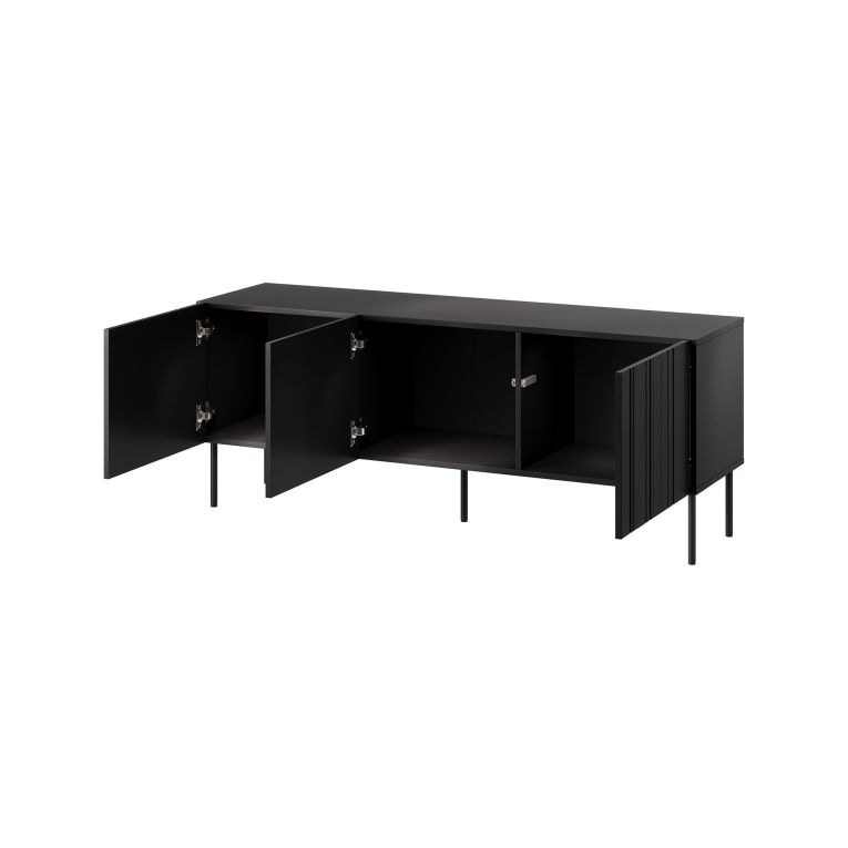 Porta TV nero 150x42x60h cm 3 ante - Frassino