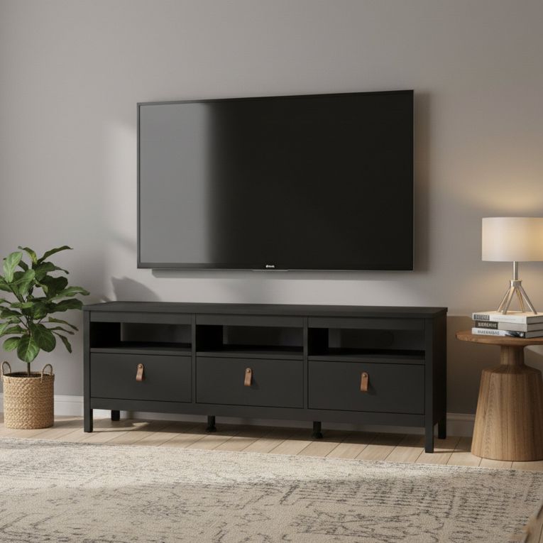 Porta TV nero 151x38x54h cm in legno - Astana