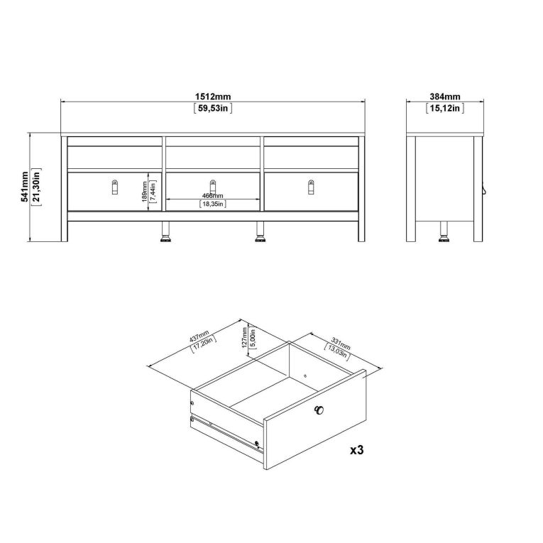 Porta TV nero 151x38x54h cm in legno - Astana