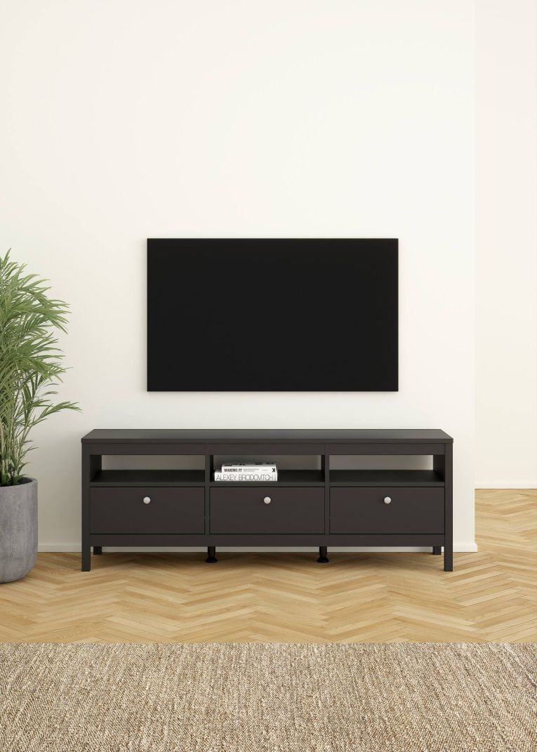 Porta TV nero 151x38x54h cm in legno - Astana