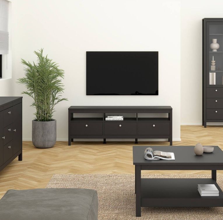 Porta TV nero 151x38x54h cm in legno - Astana