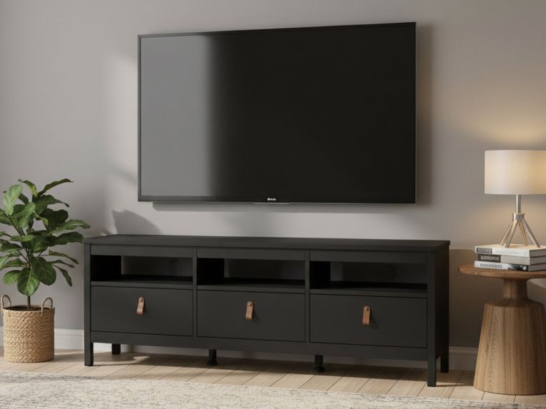 Porta TV nero 151x38x54h cm in legno - Astana