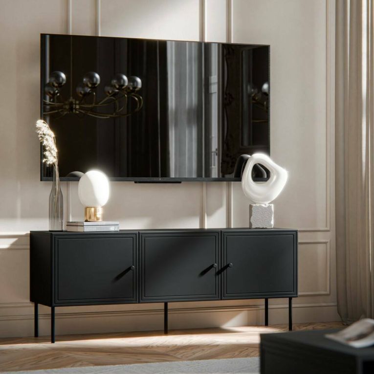 Porta TV nero 151x40x60h cm 3 ante - Sarzana