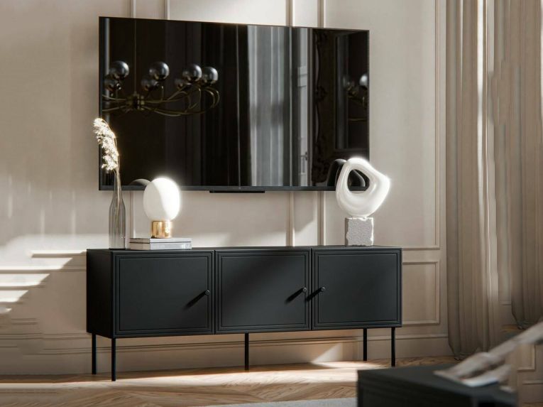 Porta TV nero 151x40x60h cm 3 ante - Sarzana