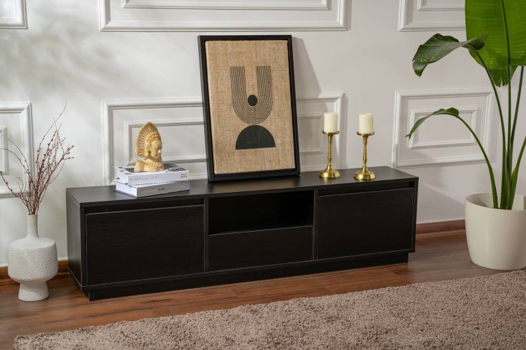 Porta TV nero 160x29x42h cm 3 ante - Morrigan