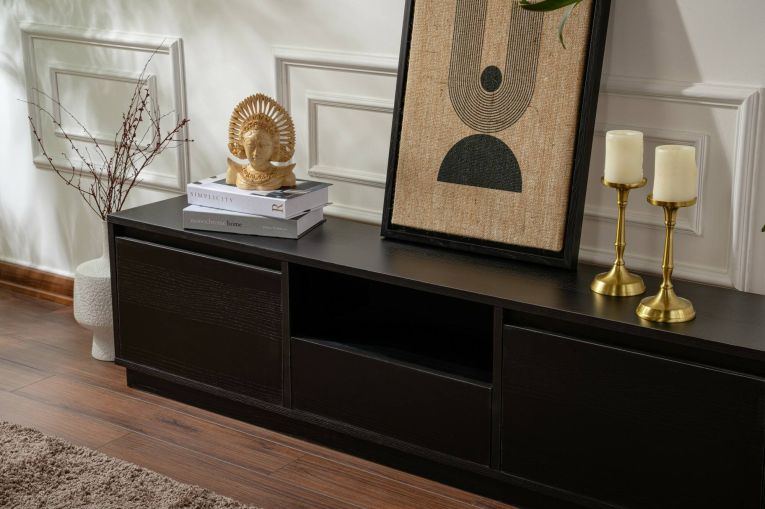 Porta TV nero 160x29x42h cm 3 ante - Morrigan