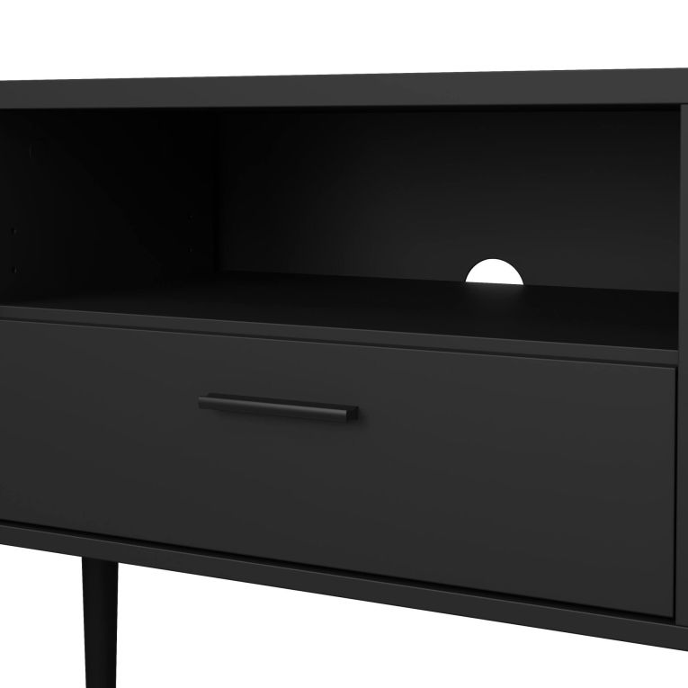 Porta TV nero 177x39x56h cm 2 ante e 1 cassetto - Anselme
