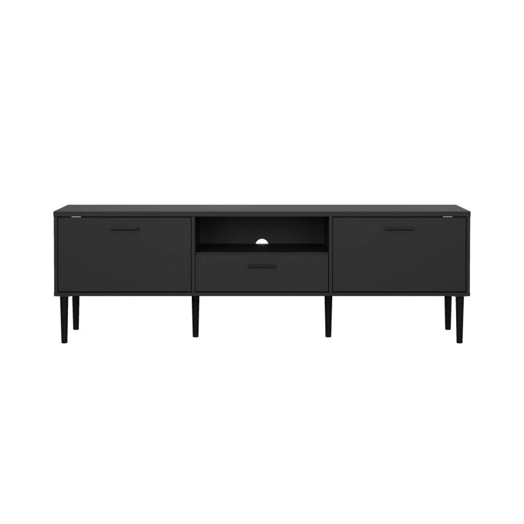Porta TV nero 177x39x56h cm 2 ante e 1 cassetto - Anselme
