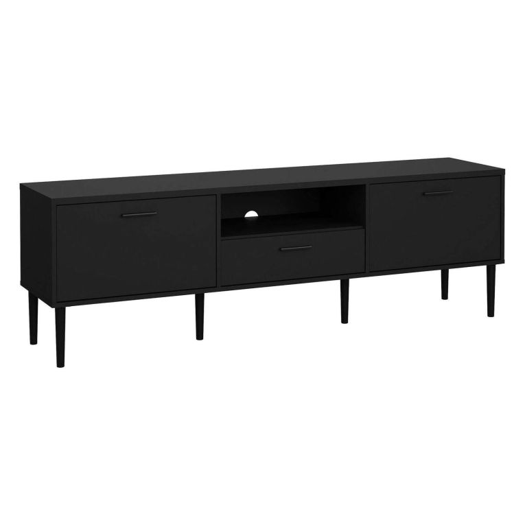 Porta TV nero 177x39x56h cm 2 ante e 1 cassetto - Anselme