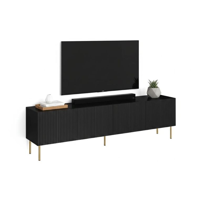Porta TV nero 200x42x52h cm 4 ante - Varenna