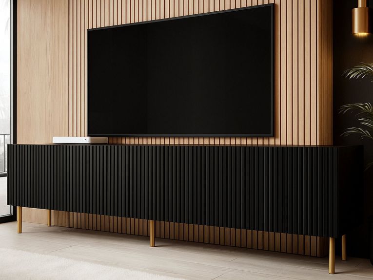 Porta TV nero 200x42x52h cm 4 ante - Varenna
