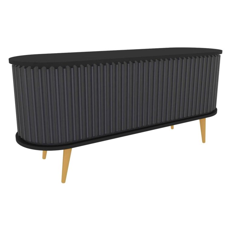 Porta TV nero e antracite 140x43x64h cm 2 ante - Bailu