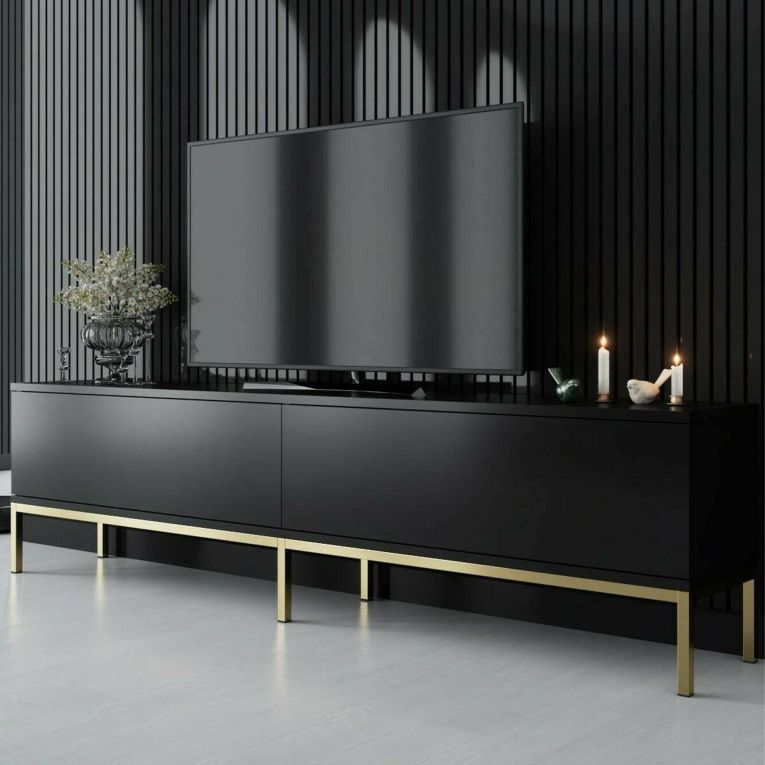 Porta TV nero e oro 180x30x47h cm modulabile - Espero
