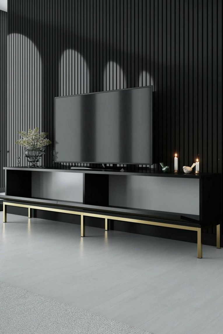 Porta TV nero e oro 180x30x47h cm modulabile - Espero