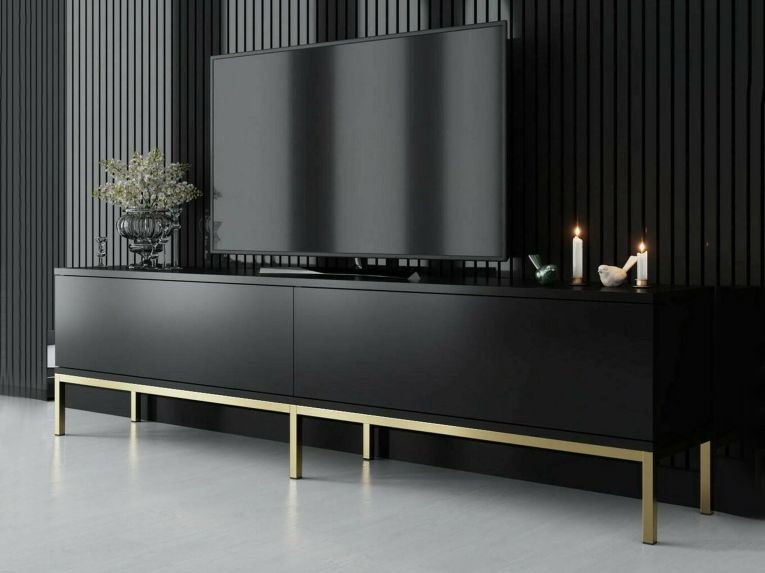 Porta TV nero e oro 180x30x47h cm modulabile - Espero