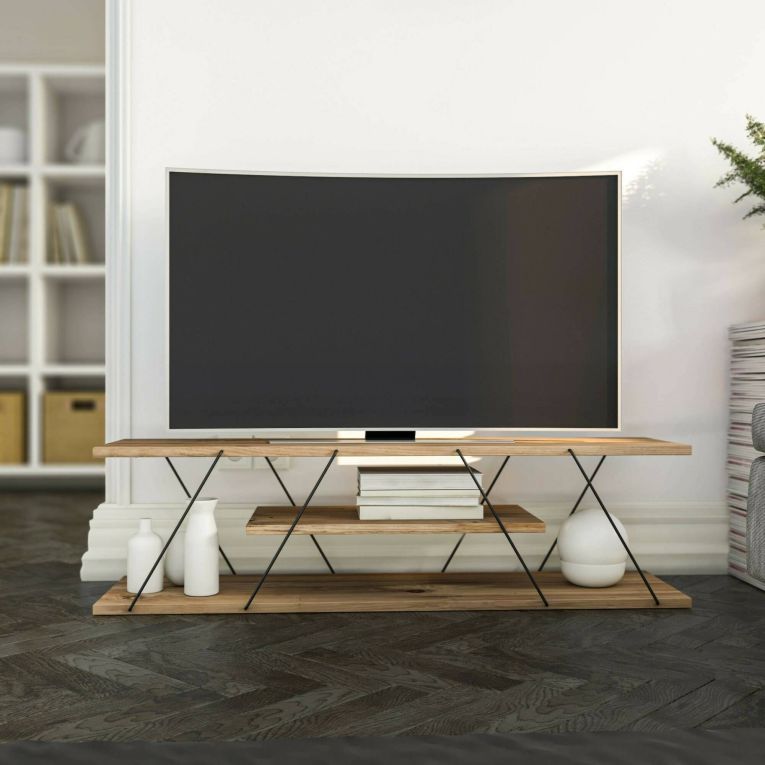 Porta TV nero,noce 120x30x33h cm in legno - Desdemona