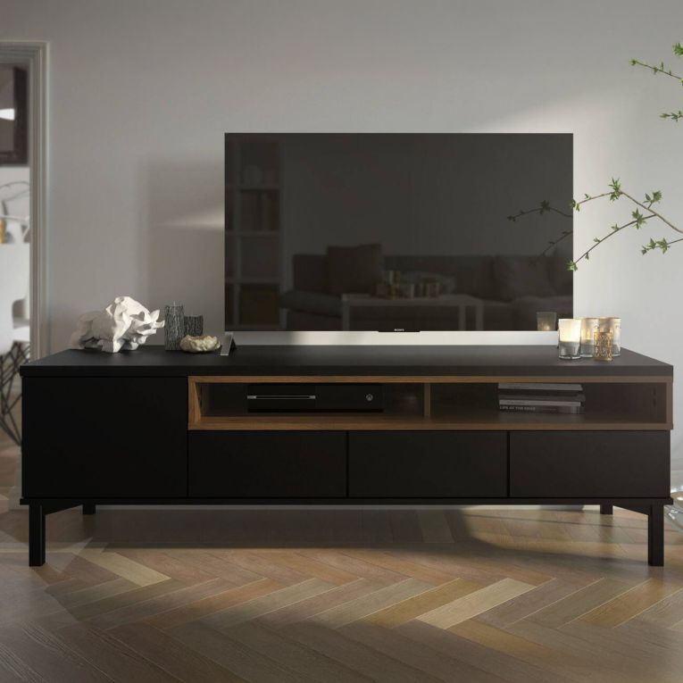 Porta TV nero,noce 155x48x48h cm in legno - Rosata