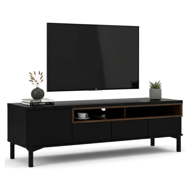 Porta TV nero,noce 155x48x48h cm in legno - Rosata