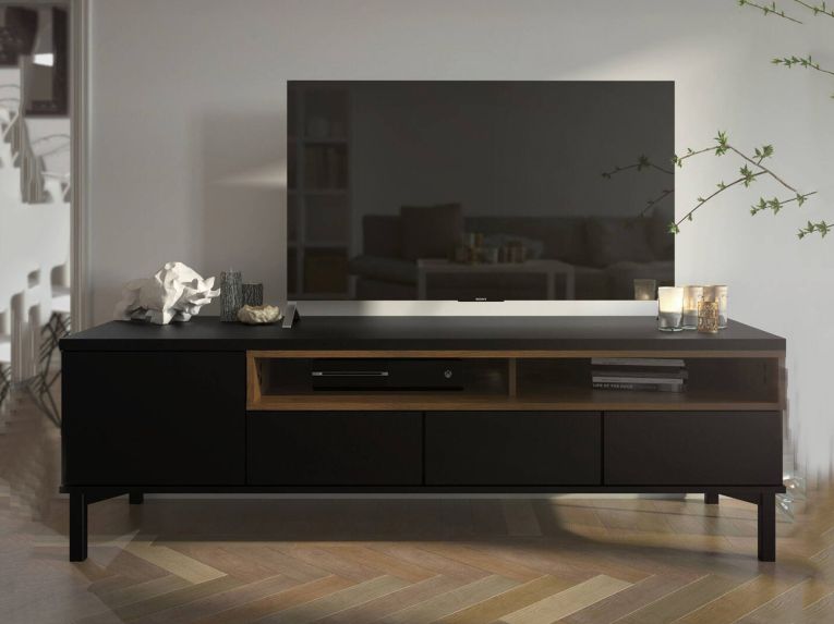 Porta TV nero,noce 155x48x48h cm in legno - Rosata