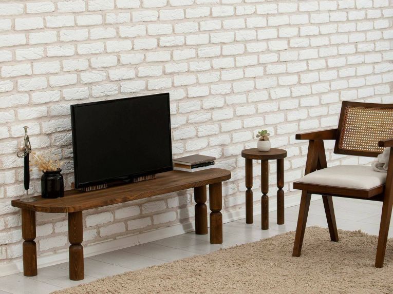 Porta TV noce 140x35x40h cm in legno - Fengshen