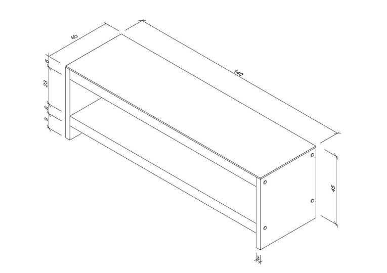 Porta TV noce 140x40x45h cm in legno - Wiley