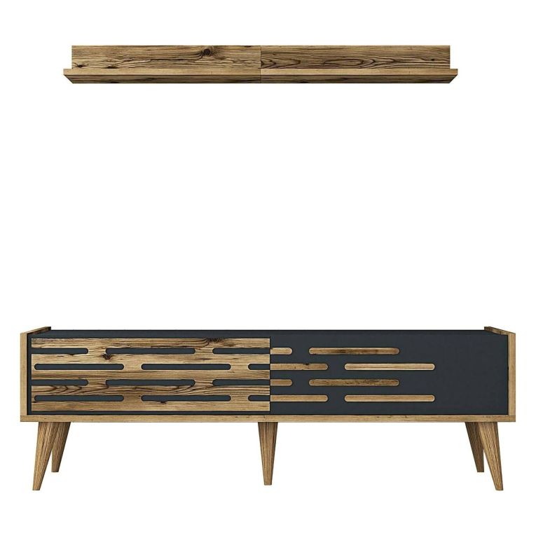 Porta TV noce e antracite 140x45x35h cm 2 ante - Arsiero