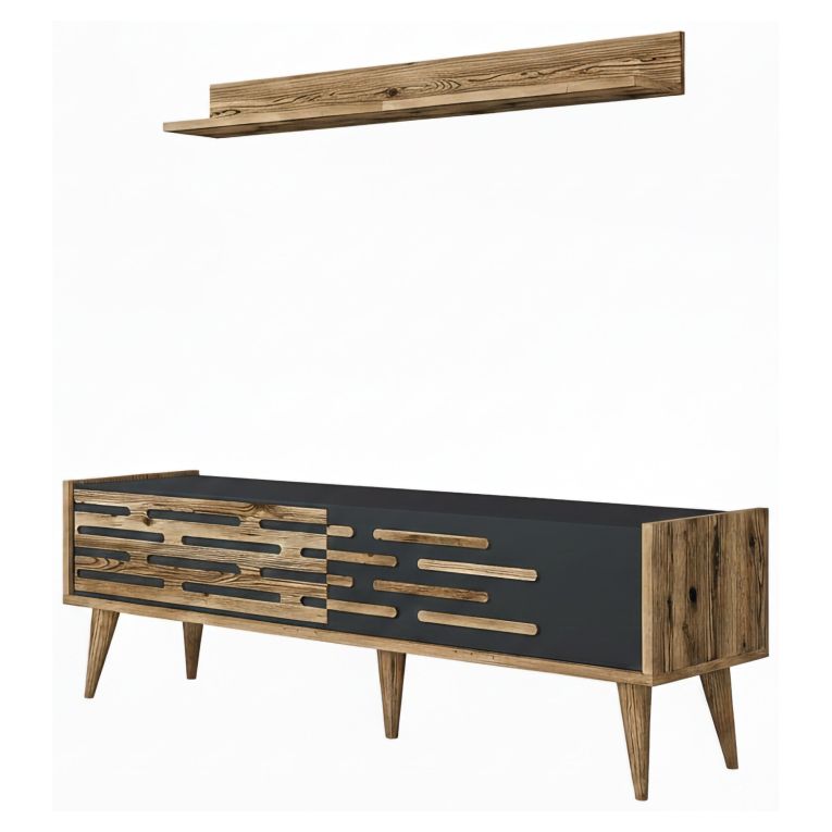 Porta TV noce e antracite 140x45x35h cm 2 ante - Arsiero