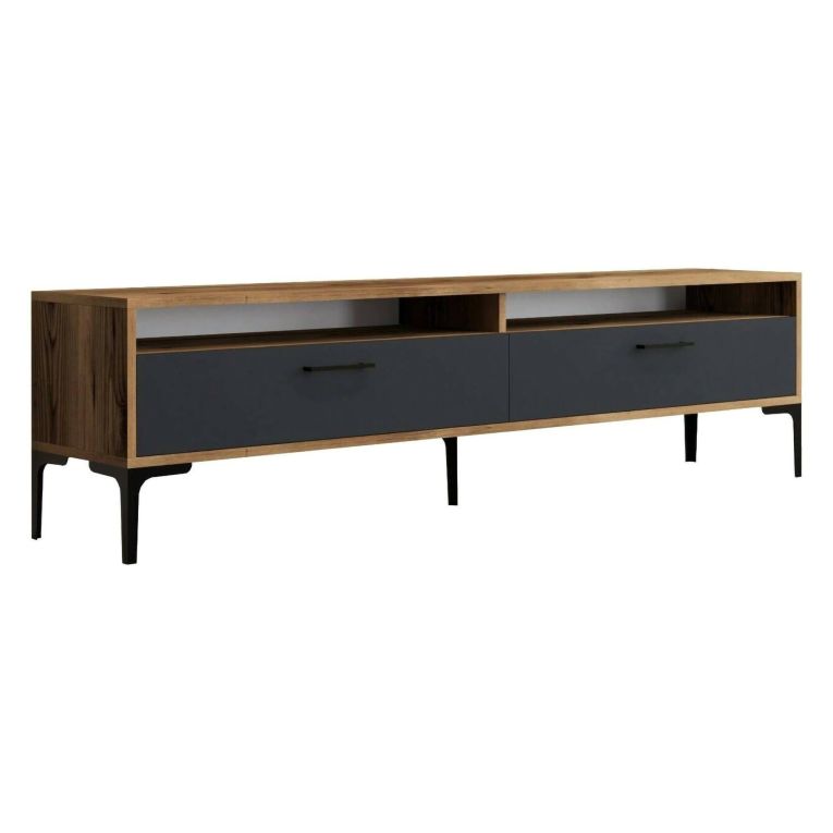 Porta TV noce e antracite 180x47x35h cm modulabile - Angiari