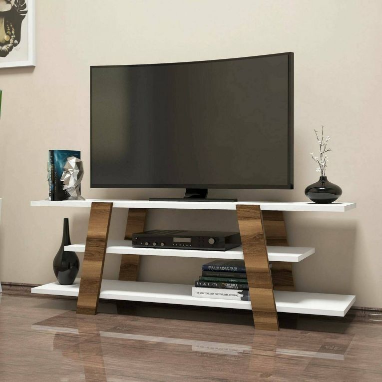 Porta TV noce e bianco 120x33x42h cm in legno - Bellagio
