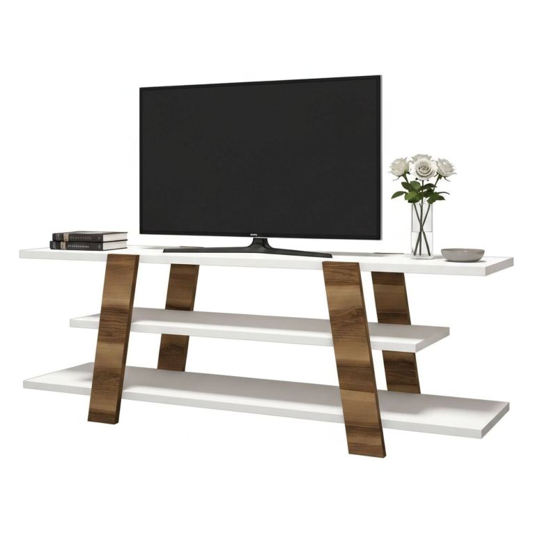 Porta TV noce e bianco 120x33x42h cm in legno - Bellagio