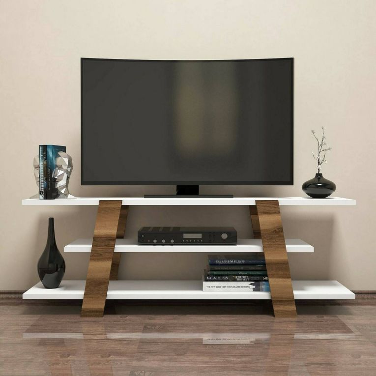 Porta TV noce e bianco 120x33x42h cm in legno - Bellagio