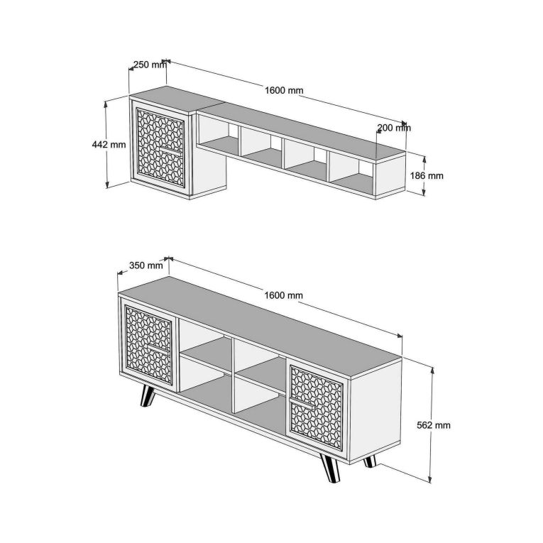 Porta TV noce e bianco 160x35x56h cm 3 ante - Guendalina