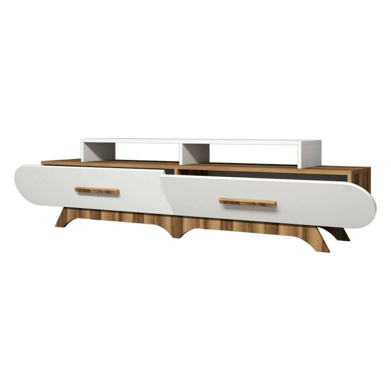 Porta TV noce e bianco 205x36x50h cm 2 ante - Massima