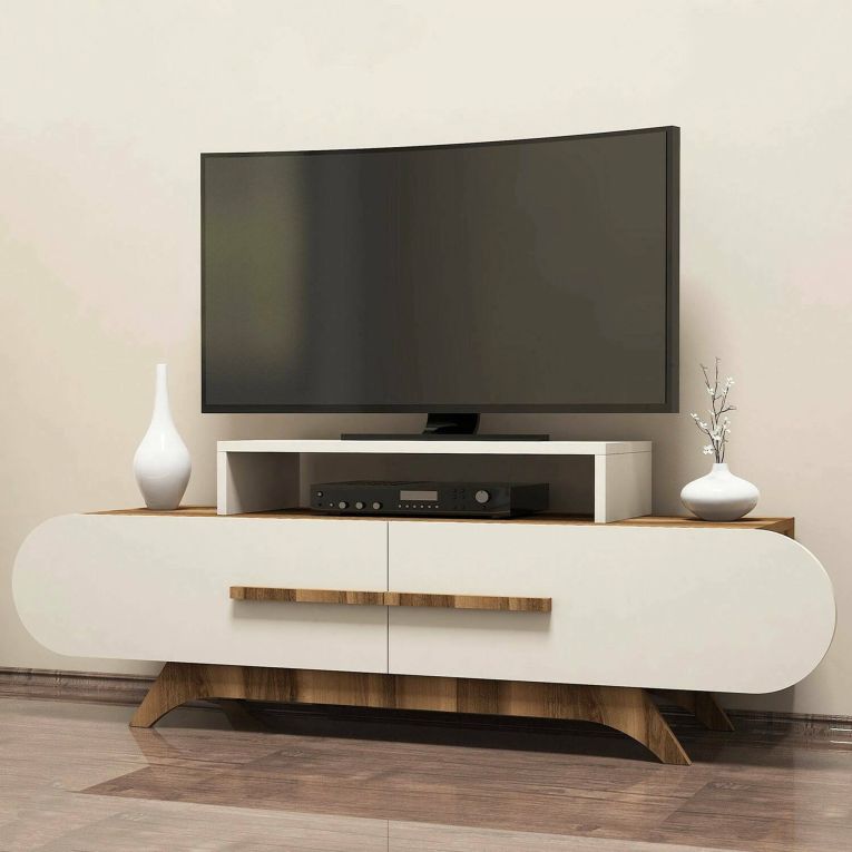 Porta TV noce e crema 145x36x49h cm 2 ante - Nesatm