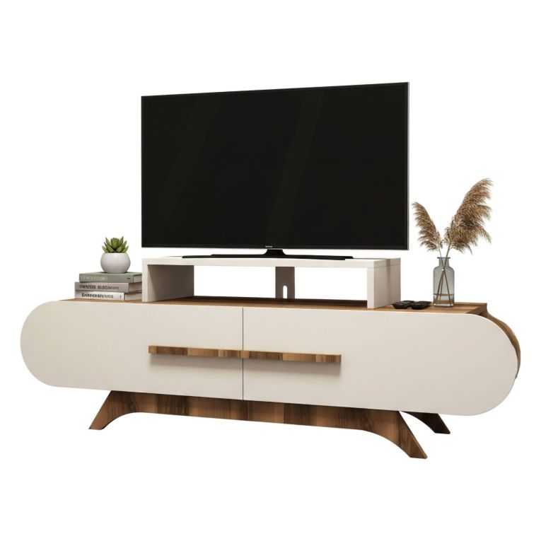Porta TV noce e crema 145x36x49h cm 2 ante - Nesatm