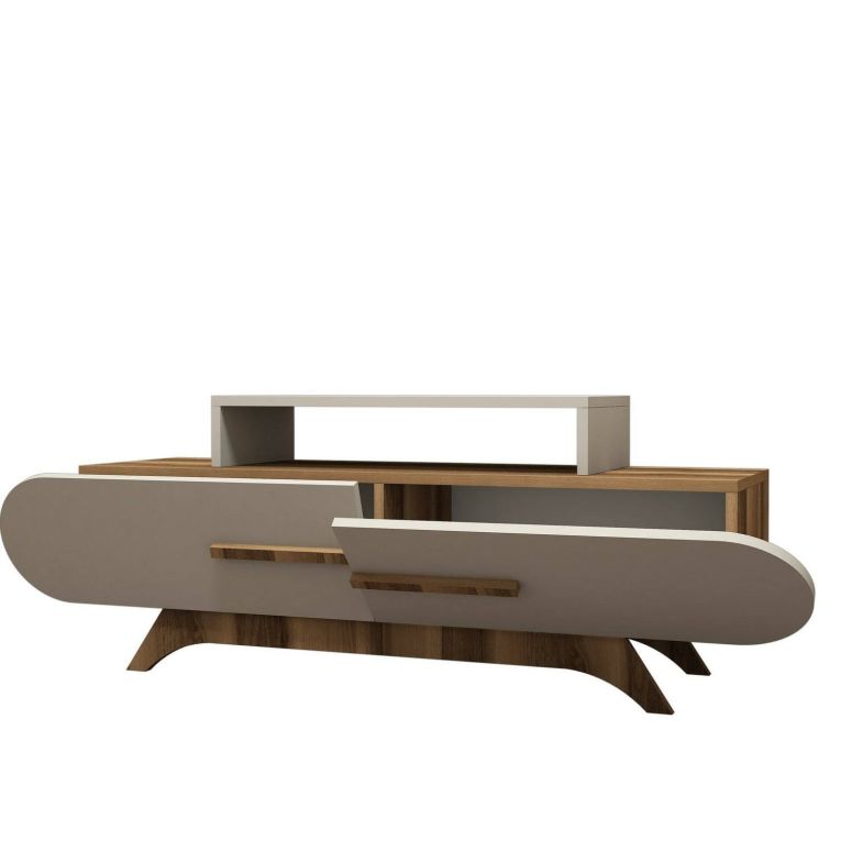Porta TV noce e crema 145x36x49h cm 2 ante - Nesatm