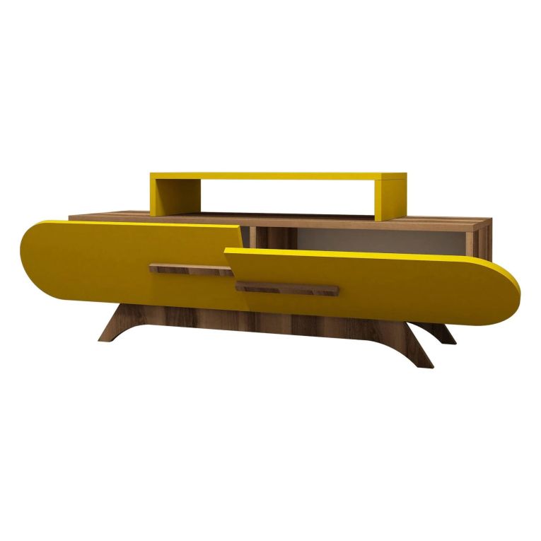 Porta TV noce e giallo 145x36x49h cm 2 ante - Nesatm