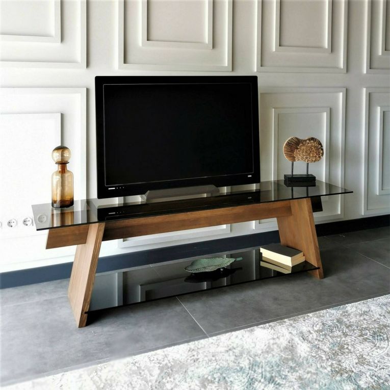 Porta TV noce e nero 158x40x45h cm in legno - Amorosi