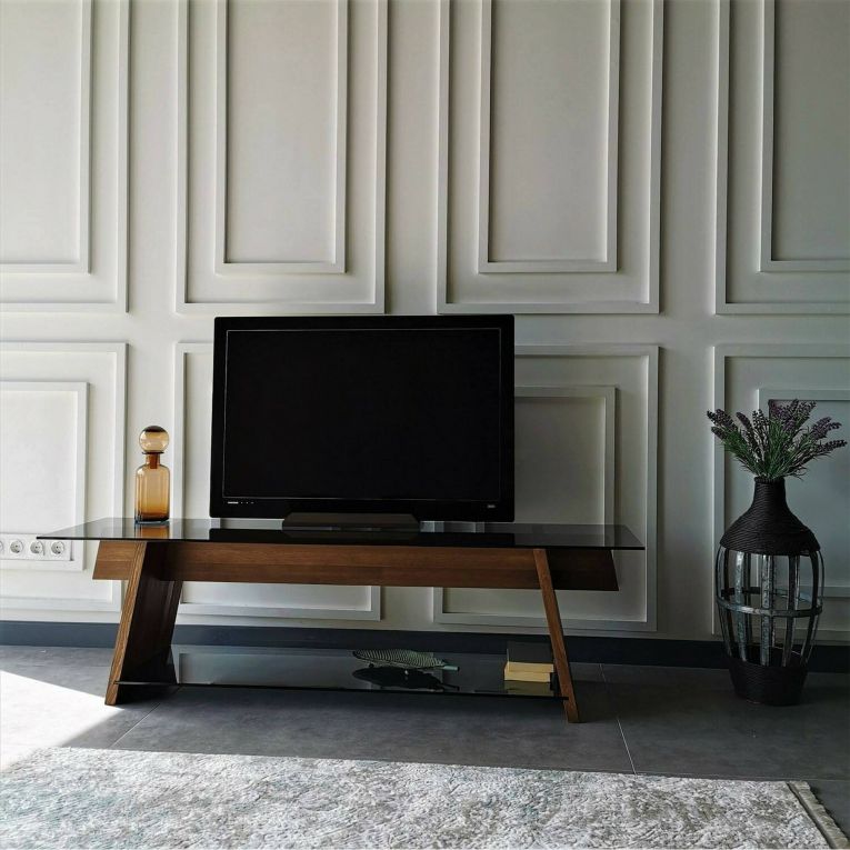 Porta TV noce e nero 158x40x45h cm in legno - Amorosi