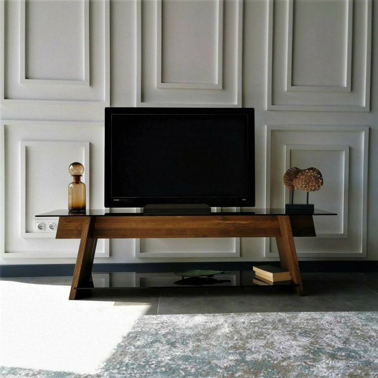 Porta TV noce e nero 158x40x45h cm in legno - Amorosi