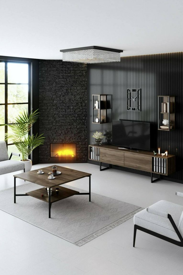 Porta TV noce e nero 180x30x48h cm 2 ante - Iva