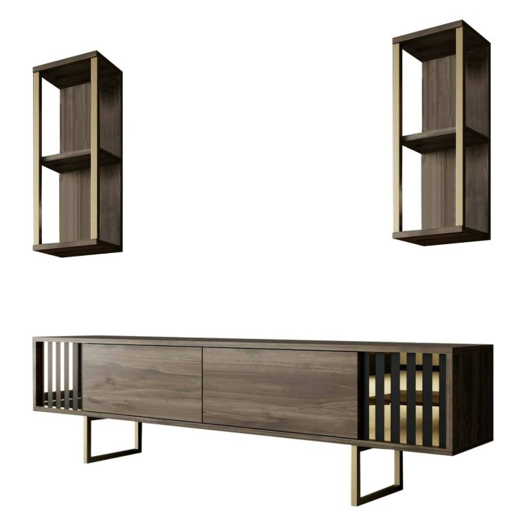 Porta TV noce e nero 180x30x48h cm modulabile - Artinay
