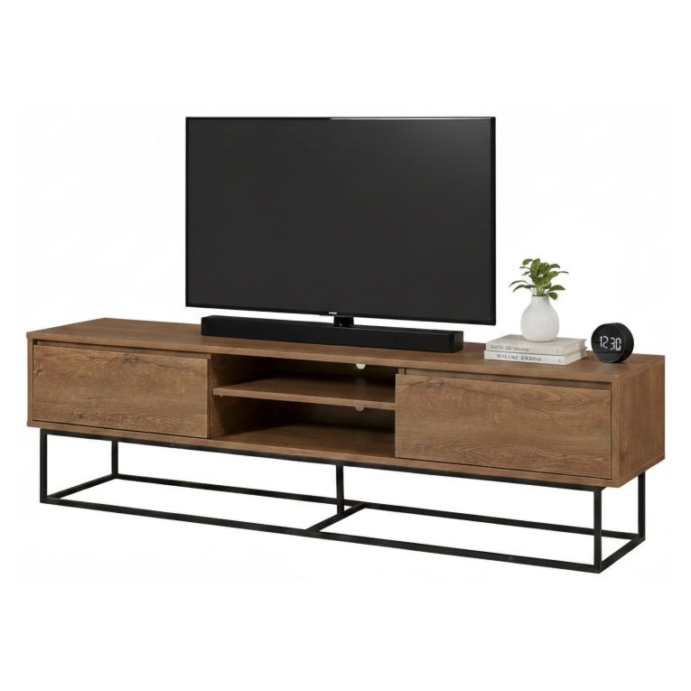 Porta TV noce e nero 180x40x50h cm in legno - Corinna