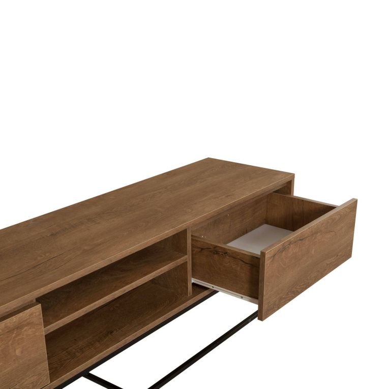 Porta TV noce e nero 180x40x50h cm in legno - Corinna