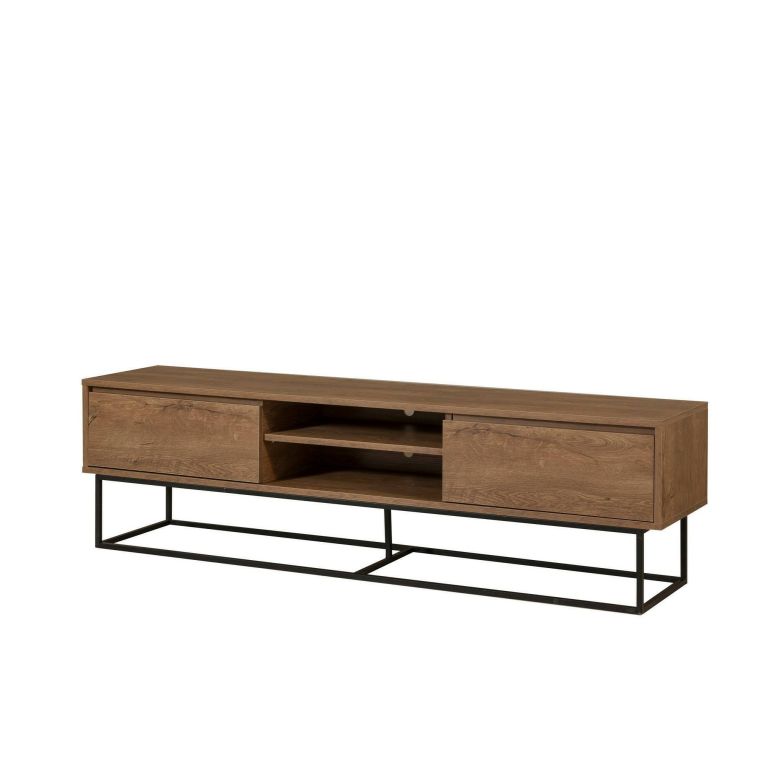 Porta TV noce e nero 180x40x50h cm in legno - Corinna